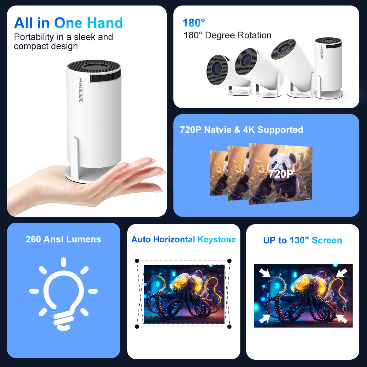 Mini Projector Android 11 4K 1280*720P|Cinema Outdoor Portable Projetor HY300 Pro