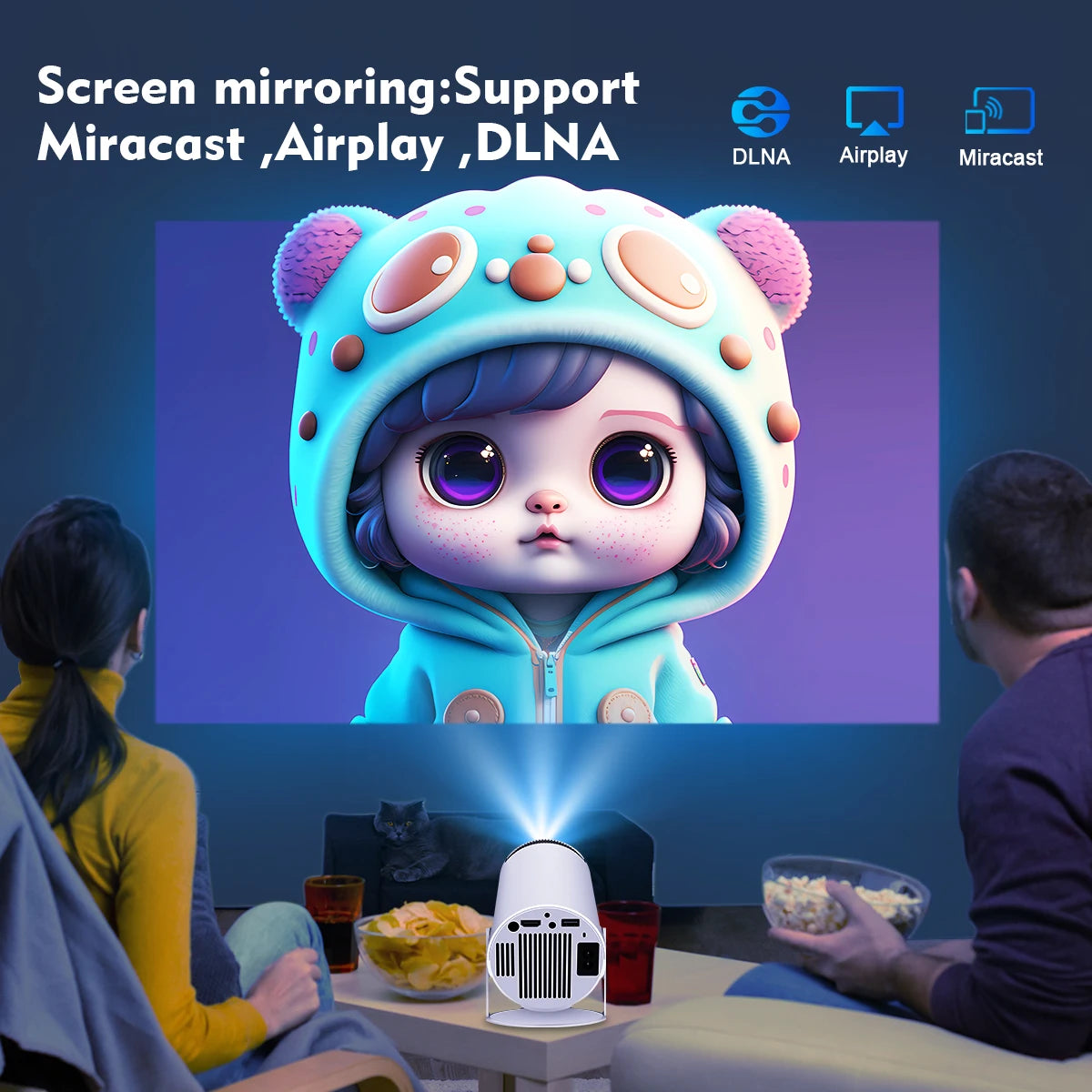 Mini Projector Android 11 4K 1280*720P|Cinema Outdoor Portable Projetor HY300 Pro