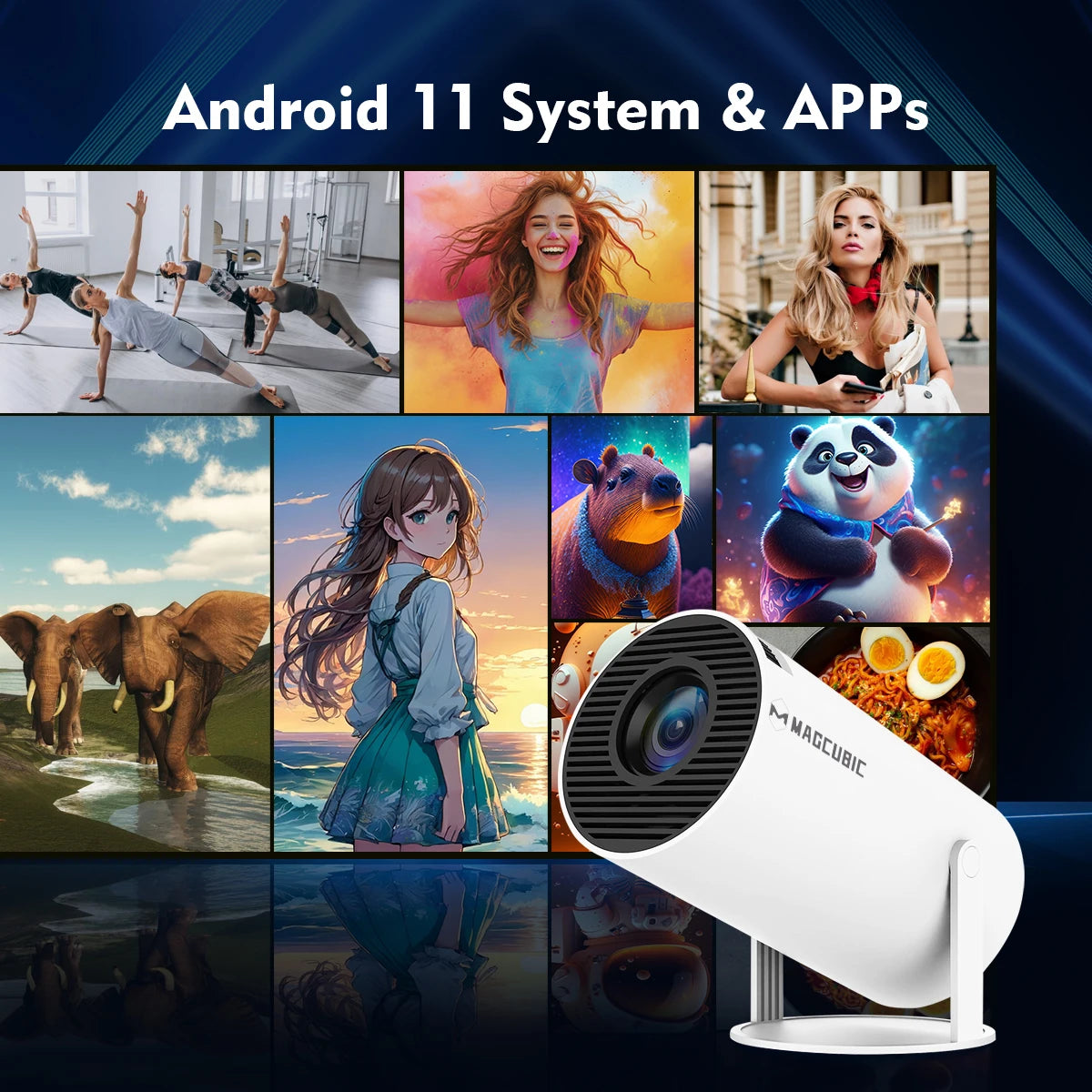 Mini Projector Android 11 4K 1280*720P|Cinema Outdoor Portable Projetor HY300 Pro